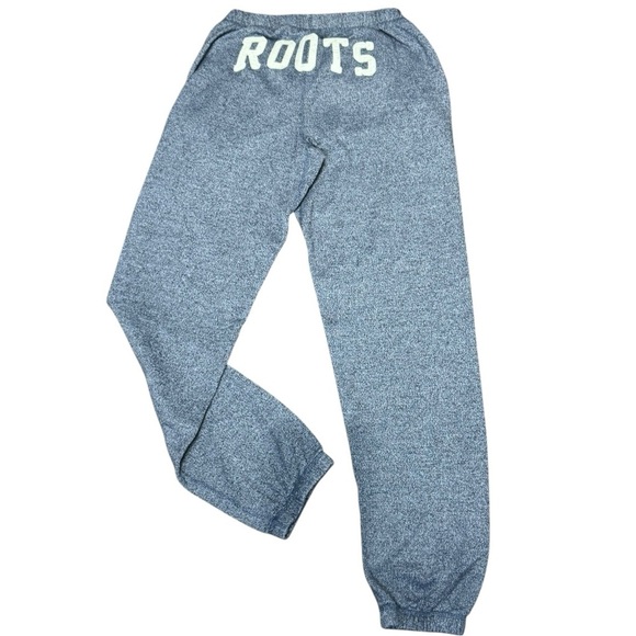 Roots Athleisure Marled Blue Logo Sweatpant Joggers Size Small - EUC - Picture 3 of 7